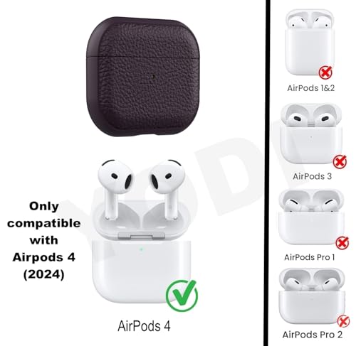 Image of YODI Case Cover for Airpods Pro|Pro 2|Airpods Pro 3|Airpods 4 Pouch, Silicone Cases with Cleaner Kit 360 Drop Protection,Shock-Resistant ((Leather-Purple), Airpods 4)