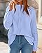 KIRUNDO Going Out Tops for Women Boho Cotton Eyelet Long Sleeve Button Up Shirt 2025 Fall Fashion Lace Dressy Casual Blouses(Light Blue, Medium)