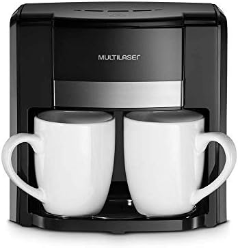 MULTILASER Multi Small Coffee Maker for Ground Coffee - Coffee Machine with 2 cups, Water Level Indicator and Protective Lid - 500W Black