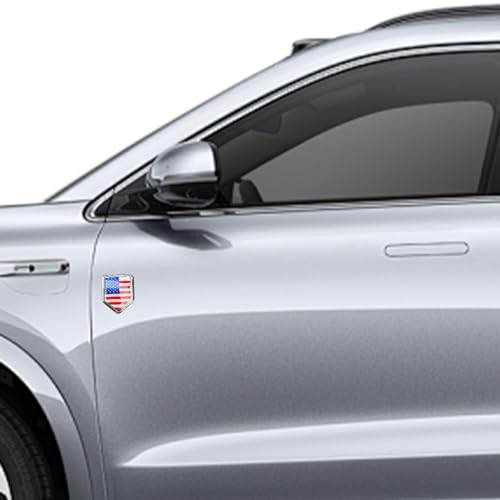 Image of Bittwee Ameican Flag Car Emblem, 3D Metal Vehicle Badge Decals with Strong Adhesive, Patriotic Automotive Badge Stickers Exterior Decoration Accessories, Universal for SUV, Sedan, Truck (Red /Blue)