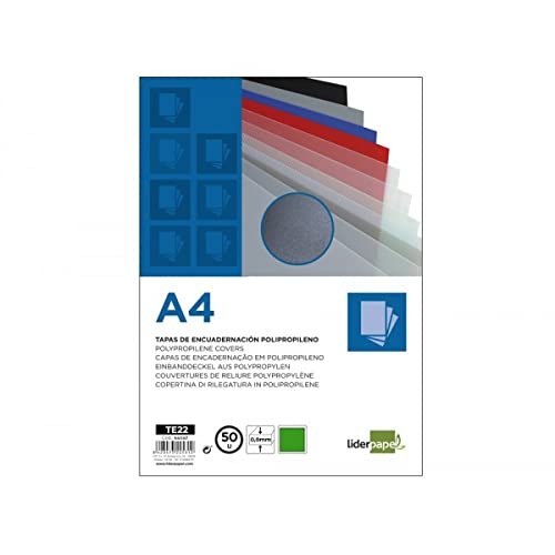 Relieurs spirales A4 Liderpapel 64047 verts en polypropylène opaque 0.8mm