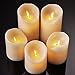 Flameless Candles LED Candles Realistic Moving Set of 5 Ivory Battery Candles Real Wax Pillar with 10-Key Remote Control Timer- 2/4/6/8 Hours