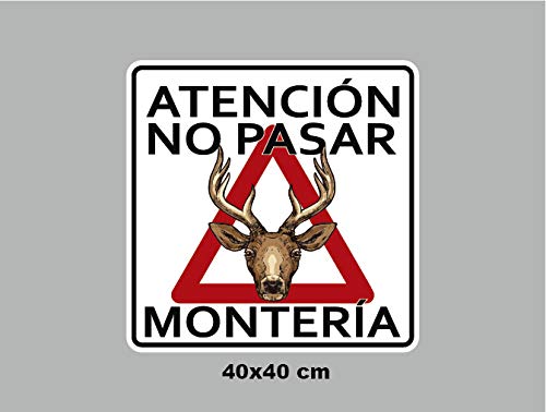 Oedim Pack 10 Señal de Atencion No Pasar Montería Ciervo | 40x40cm | Finca Privada, Coto Privado, Caza Activa | Señaletica en Material Aluminio Blanco Resistente de 3mm | Duradera y Económica