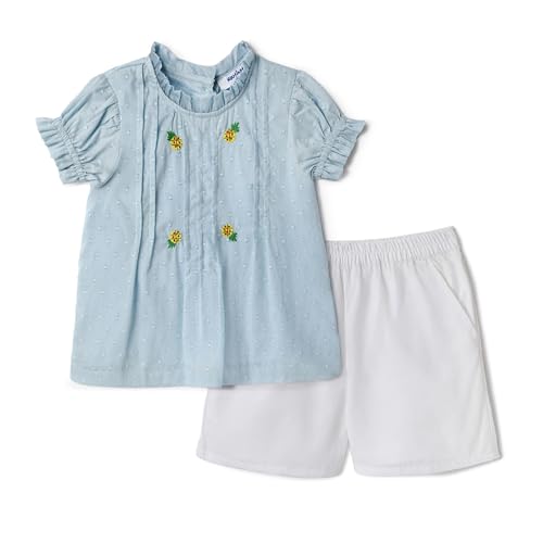 Image of Nautinati Baby Girls Printed Flutter Sleeve Top with Shorts Clothing Set | Age 0-3 Years