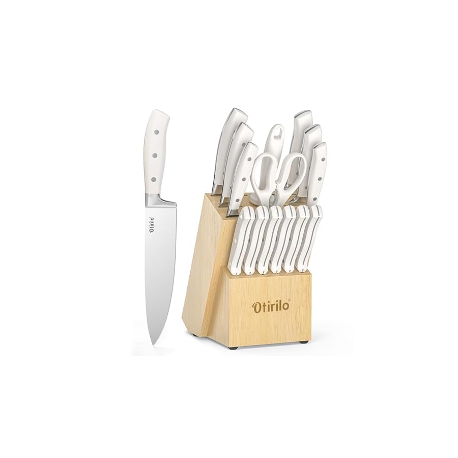 Knife-Sets-for-Kitchen-with-Block-15-Piece-Otirilo-Kitchen-Knife-Set-High-Carbon-Stainless-Steel-Cooking-Knife-Set-Triple-Riveted-Forged-Handle-Razor-Sharp-Chefs-Knife-Set-with-Sharpener Kitchen Knife Sets with Block 15-Piece, Otirilo Stainless Steel Cooking Knife Set,Ultra-Sharp Blades,High Carbon Steak Knives Razor-Sharp Chef's Knife Set with Sharpener,Dishwasher Safe Cutlery