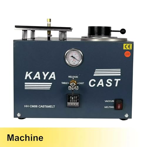 Cast Vacuum and Melting Machine Digital Display High Temperature Refining Precious Metal Jewelry Casting Tool 1/2 HP,2KG Gold Melting Furnace,3 CFM Lost Wax Cast Combination 2L with Bell Jar