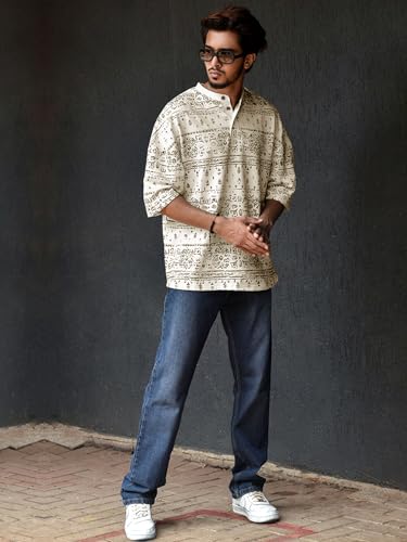 Image of Noble Monk Men Polycotton Solid Regular Kurta || Casual Plain Stylish Shirt for Man || Full Sleeve Band Collar Tshirt for Men || Casual Wear Tshirt for Man