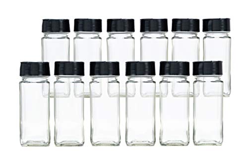 Image of Vasukie Salt & Pepper Square Glass Spice Jar with Black Sifter Two Sided Sifter Cap,Masala jar Spice Container (Each Bottle 120ml)(12 Piece)