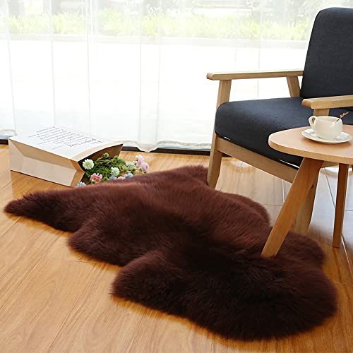 Alfombra Piel De Oveja Auténtico Alfombra Piel De Cordero Alfombra Lana Alfombras Pelo Largo (marrón,70X100cm)
