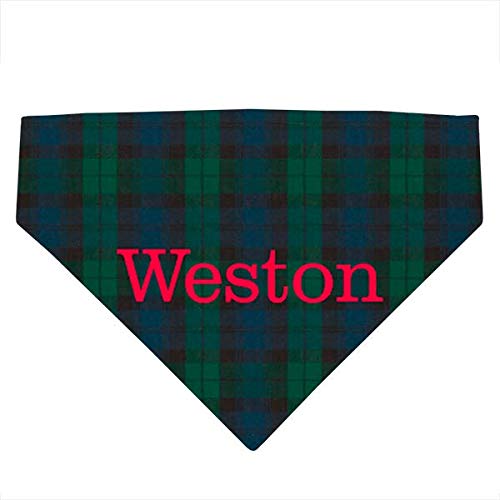 Custom Dog Bandana | Personalized Pet Scarf | Choose Your Size & Design! (Medium - 7.75" x 5.5", Black Watch Plaid)