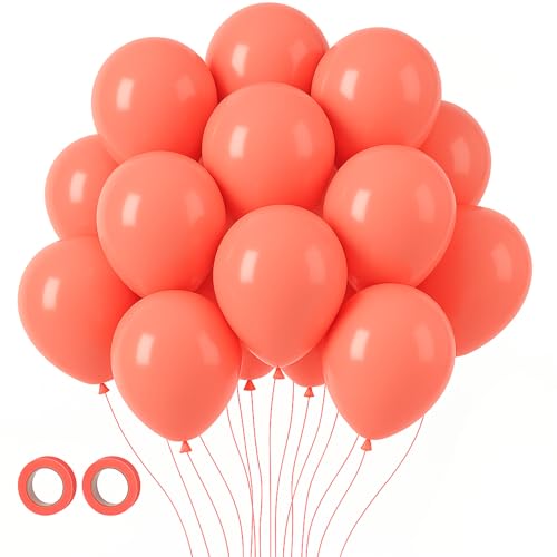 Image of Voircoloria 105pcs Coral Red Balloons 12inch Party Latex Balloons for Boys Girls Birthday Baby Shower Gender Reveal Wedding Sunflower Party Decorations