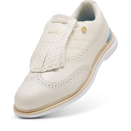 PUMA Golf X Arnold Palmer Royale Wingtip Shoes Frosted Ivory/Zen Blue White Size 9.5 Medium