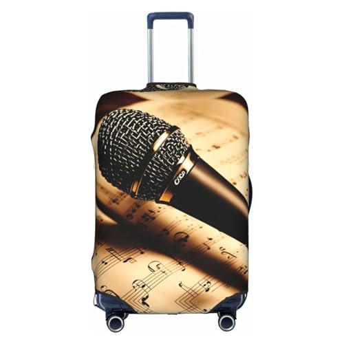 Microphone With Music Note Print Personalized Travel Luggage Cover With Zipper, Elastic Luggage Cover,For Daily Use