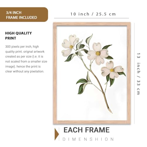Image of kotart Floral Art Home Decoration | Aesthetic Floral Paintings With Frame For Living Room Bed Room Hotel Wall Decor Digital Reprint Set of 3 (10X13 inch)