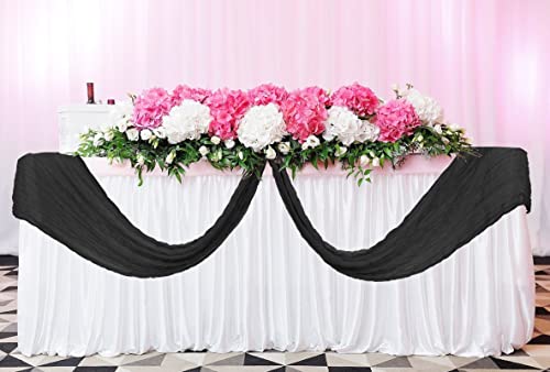 24 Pack Cheesecloth Table Runner 20 X 120 Inch Cheese Cloth Table Runner Bulk,Romantic Boho Sheer Gauze Fabric Table Runners For Wedding Reception,Party,Bridal Shower Table Decor(Black) #TOP5