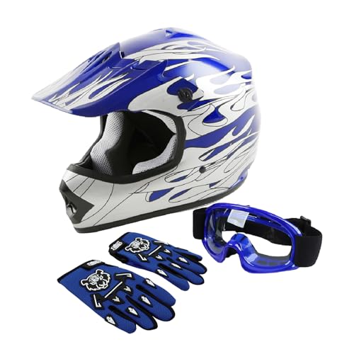 DOT Youth Kids Motocross Offroad Street Dirt Bike Helmet Youth Motorcycle ATV Helmet with Goggles...