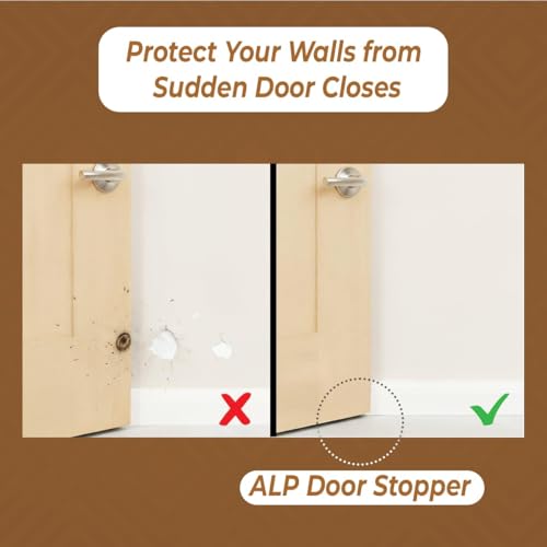 Image of Rubber Door Stopper Wedge, Heavy Duty Anti-Slip Door Holder & Blocker with Strong Grip for Tiles, Marble, Wood, Carpet & Cement Floors | Home, Office, School & Warehouse Use (Brown, Pack of 8)