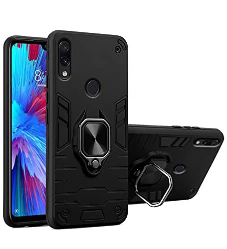 Image of Pikkme D5 Tough Armor Bumper Back Cover Case for Redmi Y3,Redmi 7 |Ring Holder & Kickstand in-Built (Black)