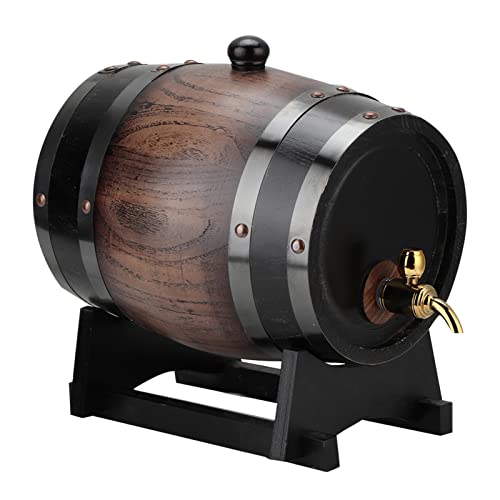 Wooden Wine Barrel, 3L Vintage Black Striped Oak Wine with Aluminum Foil Liner, for Home Bar Party Oak Barrels For Aging Whiskey