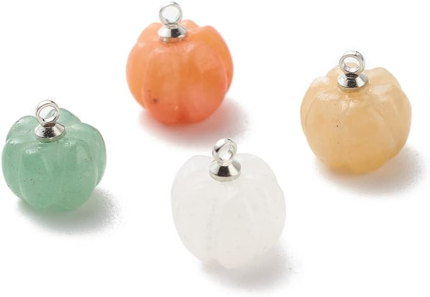 Ipotkitt 30 Pcs Natural Stone Charms Mixed Gemstone Pumpkin Shape Chakra Charms Jewelry DIY Making Accessory for Earring Bracelet Necklace