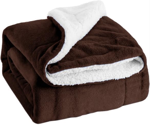 ZZZMRH Sherpa Fleece Blanket Throws for Sofas Large Blankets – Soft Thick Blanket Reversible Microfiber Bed Throws – Fluffy Bedding Throw Blanket (Brown, Queen(200x220cm))