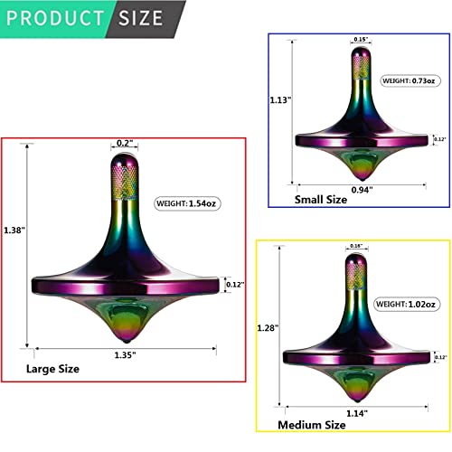 Image of Stainless Steel Spinning Top,Exquisite Toy (Iridescent,3PCS L+M+S)