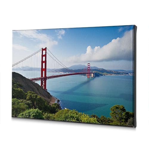 Décoration murale rustique Golden Gate - Toile de San Francisco 30 x 40 cm premium