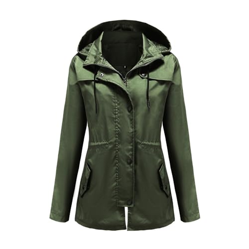 Chaqueta impermeable mujer talla grande con capucha larga para senderismo y viaje
