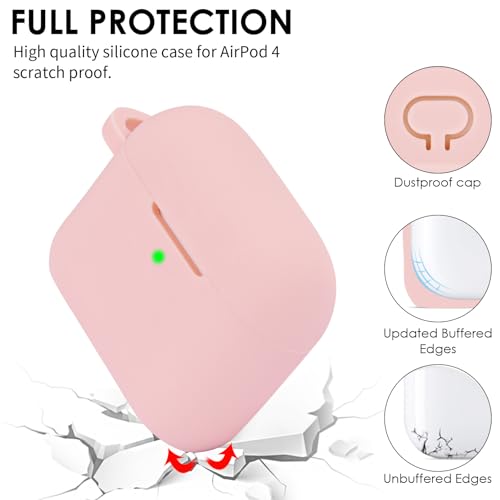 Image of Apple AirPods 4 Case, Cute Apple AirPods 4 Case Cover for Women Girls, Silicone Protective Case with Bracelet Keychain (Pink, AirPods 4 Case)