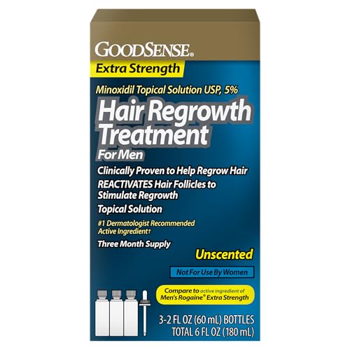 GoodSense Minoxidil Topical Solution USP, 5% Hair Regrowth Treatment for Men, 6 Fluid Ounce, for