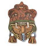 NOVICA Decorative Archaeological Large Ceramic Mask, Earthtone, 'Aztec Jaguar Warrior'