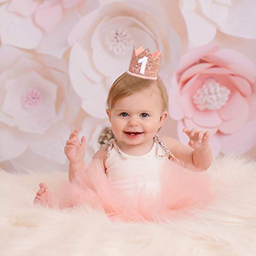 Wawoo Glitter Crown For 1St Birthday - Baby First Birthday Crown, Birthday Girl Boy Gift,Photo Booth Props,1St Birthday Party Hat (Pink Crown) #TOP3