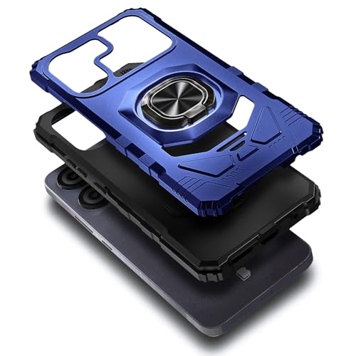WDHD Designed for BLU View 5 Case with Tempered Glass Screen Protector, [Military-Grade] Full-Body Protective, Magnetic Car Mount Ring Holder Hybrid Case for BLU View 5 B160V (Blue) - Thumbnail 3