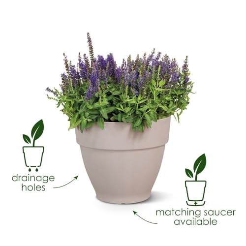 elho Vibia Campana Round 20 - Plant Pot for Outdoor - 100% Recycled Plastic - diameter 19.5 x H 16.8 cm - Grey/Living Concrete - Image 2