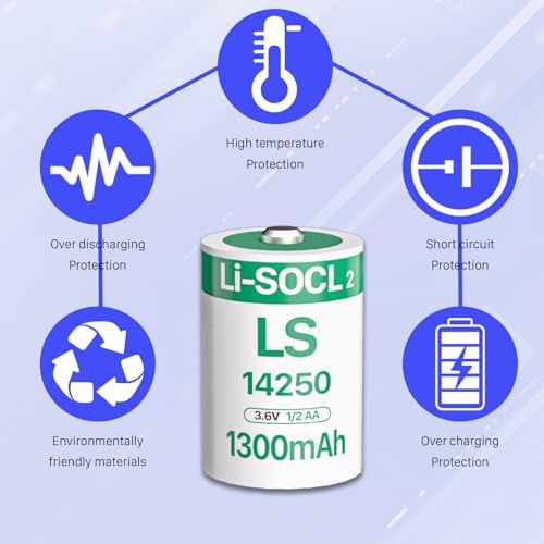 Image of 5PCS LS14250 Batteries 3.6V 1 /2AA Lithium Battery for Dogwatch Collar | 1300mAh ER14250 Batteries Replacement Compatible with SAFT Water Meter Electricity Meter,Security System(No Rechargeable)