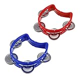 【Pandereta de mano de doble fila】Formulada con empuñadura ergonómica de plástico y sonajas de hierro inoxidable. Fácil y cómodo para que los niños atrapen. Calidad perfecta para usar durante un largo período.