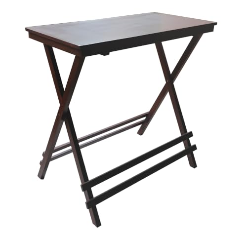 Image of fplus Teak Wood Folding Table, 32 x 16 x 30 Inches | Portable Foldable Table for Dining, Bedroom, Balcony & Indoor Use