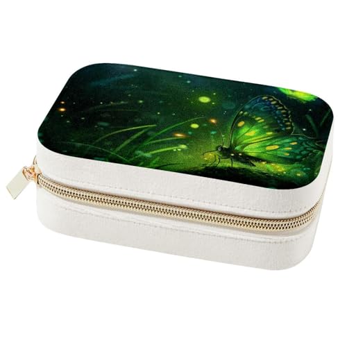 Boîte à bijoux de voyage portable verte pour boucles d'oreilles