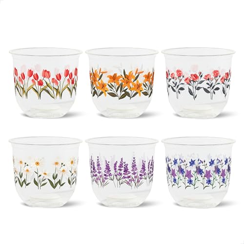 TOSSWARE NATURAL 12oz Arc - Floral Fantasy - Plant Based 98mm Cups - Plastic Alternative for Parties Bachelorettes Weddings - Recyclable Theme Cold Cups - Set of 24