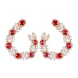 Homxi Pendientes en Oro Rosa 14K para Mujer, Lazo y Oval con Rubí Creado de 3.14ct y Moissanita, Pendientes Oro Rosa Mujer