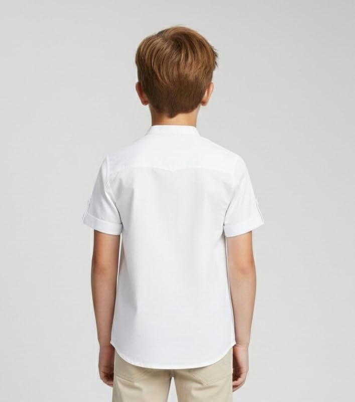 Image of Elegant Boys Shirt in Solid Pattern with Long Sleeves - Soft Fabric Ideal for Kids' School & Outings