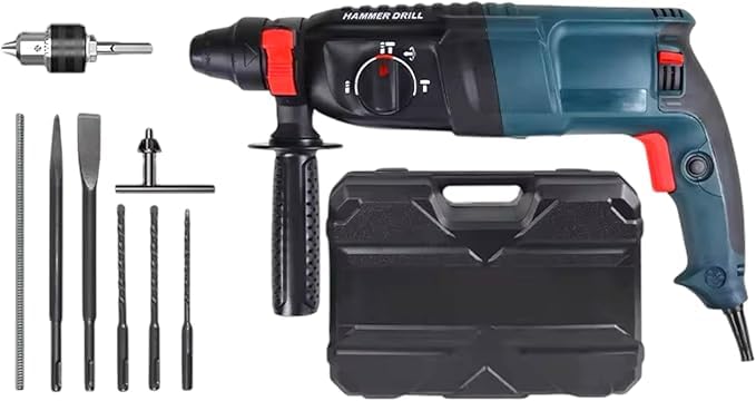 BOSS Rotary Hammer Drill Machine with 3 Modes 3 Hammers Bits 2 Chisels 2200W Brand New