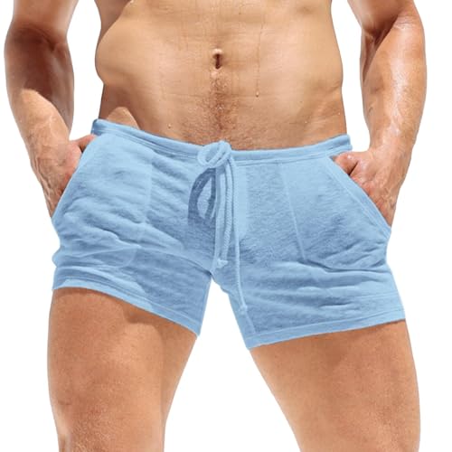 Pantalones Cortos Transparentes para Hombre, Ropa Interior translúcida y Transpirable, Mallas de compresión, de Forro de Malla, fácil de Lavar y Resistente al Agua, Ideal para Vacaciones/g