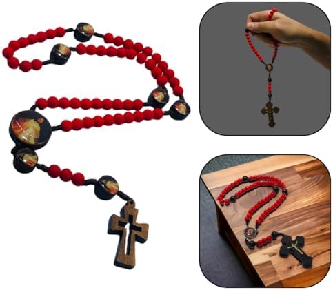 Terço Jesus Misericordioso Emborrachado Vermelho 8 mm