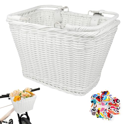 Basket For Boys Girls, Detachable Handlebar With Adjustable Leather Straps (white)