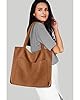 Prite Tote Bag Sac en Velours Côtelé Bandouliere Cabas Femme Homme Sac Fourre Tout avec Fermeture Éclair et Poches (Marron) #1