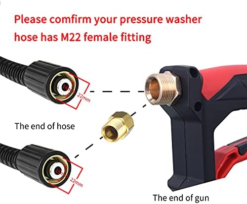 Tool Daily Short Pressure Washer Gun with Foam Cannon, 1/4 Inch Quick Connector, with 5 Pressure Washer Nozzle Tips, 1 Liter