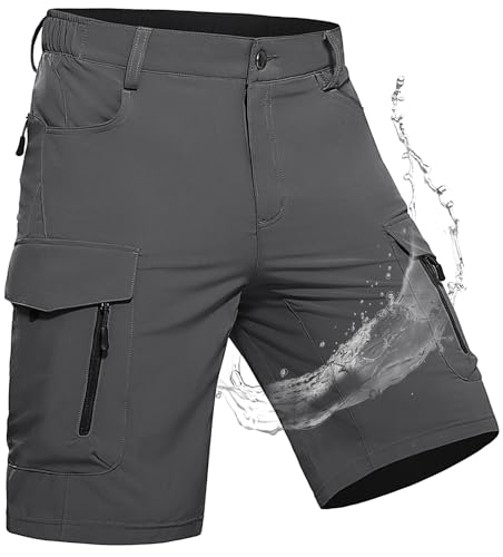 Wespornow Kurze Wanderhose Herren Schnelltrocknend: 4-Way-Stretch 7 RV-Taschen Leicht Atmungsaktiv für Trekking (Grau, M)