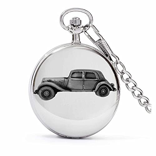 Montre gousset homme argent poli et voiture classique 11 Sport effet étain haut de gamme