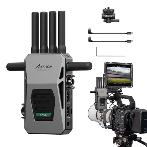 【Accsoon公式ストア】Accsoon CineView Master 4K SDI&HDMI無線映像伝送システム 、4K60fps/1080p60fps送信機 2.4Ghz+5Ghz+6GHz で 0.025秒低遅延、2500m長距離伝送、1台の有線